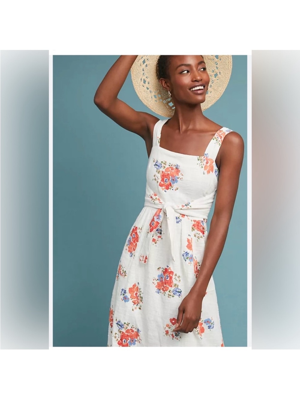 ❤️Anthropologie Meadow Rue Ingalls Tie Waist Gauzy Cotton Floral Dress size 10